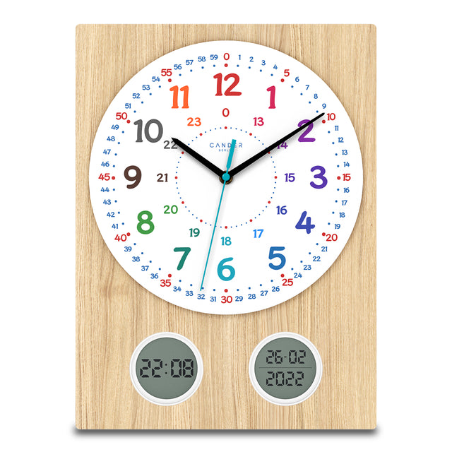 MNU 11130 S Lautlose Holz-Kinderwanduhr 35 cm