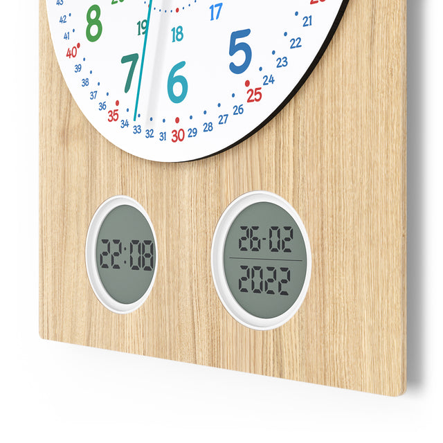 MNU 11130 S Lautlose Holz-Kinderwanduhr 35 cm