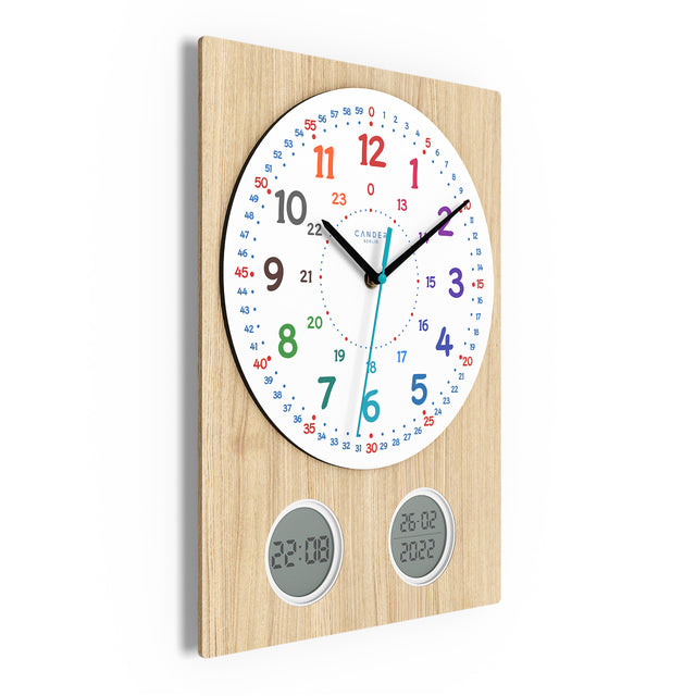 MNU 11130 S Lautlose Holz-Kinderwanduhr 35 cm