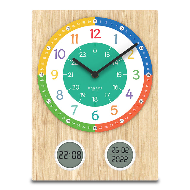 MNU 11130 T Lautlose Holz-Kinderwanduhr 35 cm