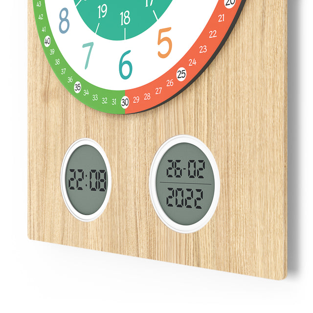 MNU 11130 T Lautlose Holz-Kinderwanduhr 35 cm