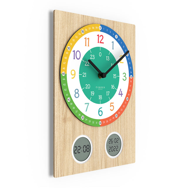 MNU 11130 T Lautlose Holz-Kinderwanduhr 35 cm