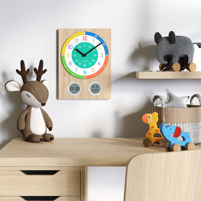 MNU 11130 T Lautlose Holz-Kinderwanduhr 35 cm