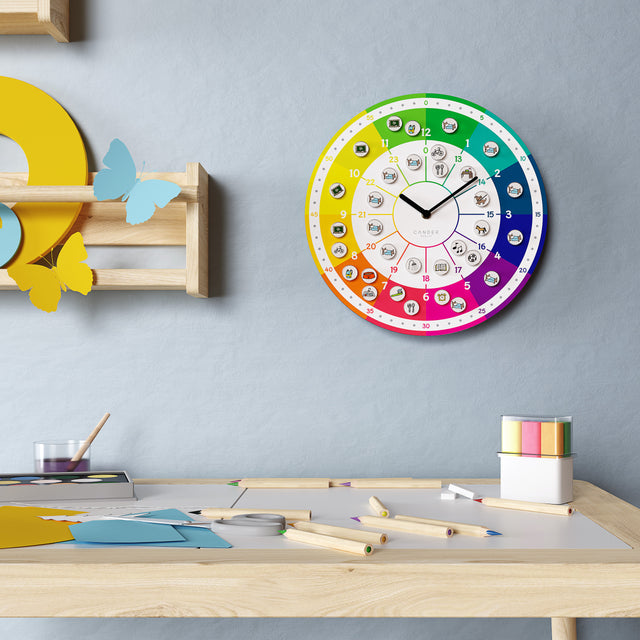 MNU 11930 A Lautlose Kinderwanduhr mit Magnet-Dosen 30 cm