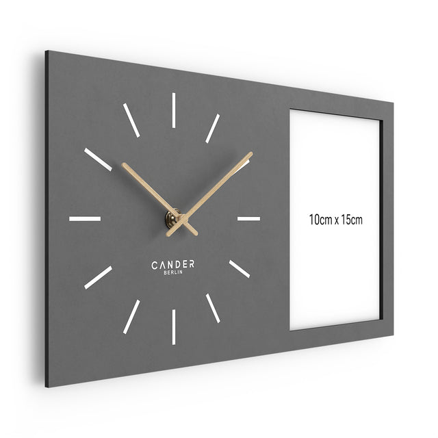 MNU 20035 H Lautlose Wanduhr mit Bilderrahmen 35 cm