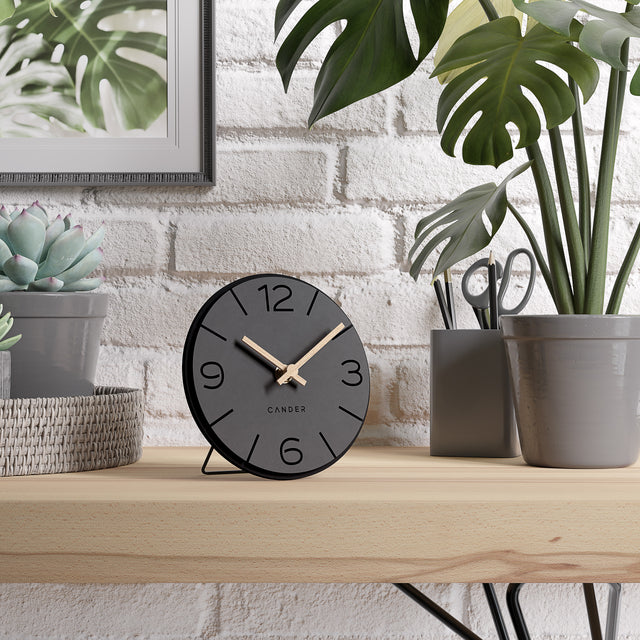 MNU 2615 Y Lautlose MDF-Tischuhr 15 cm