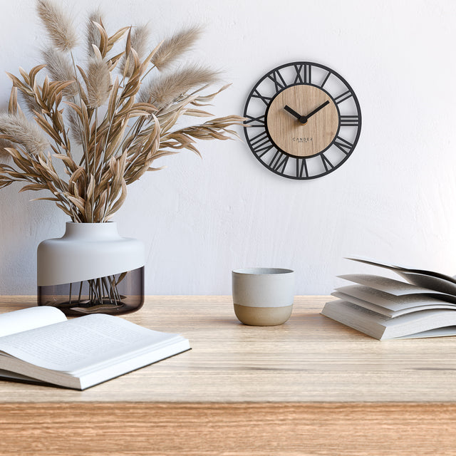 MNU 2717 R Lautlose MDF-Wanduhr / Tischuhr 17 cm
