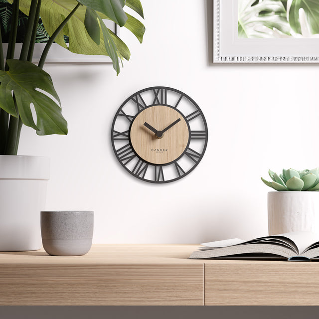 MNU 2717 R Lautlose MDF-Wanduhr / Tischuhr 17 cm