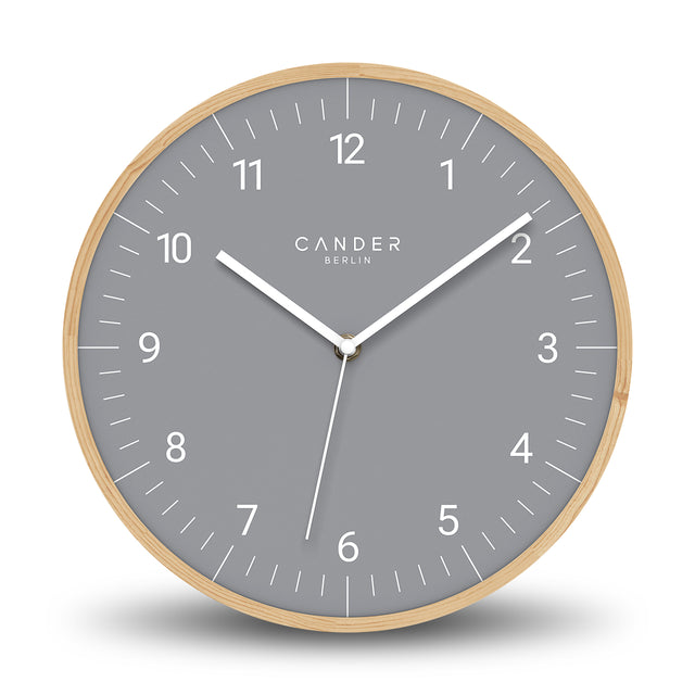 MNU 8130 G Lautlose Holz-Wanduhr 30 cm