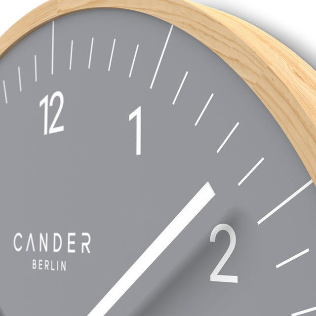 MNU 8130 G Lautlose Holz-Wanduhr 30 cm
