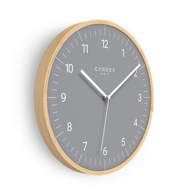 MNU 8130 G Lautlose Holz-Wanduhr 30 cm
