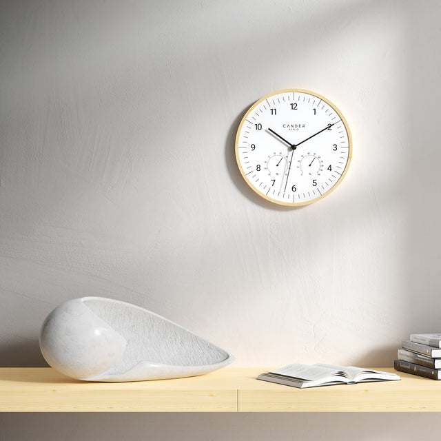 MNU 8130 W Lautlose Holz-Wanduhr 30 cm