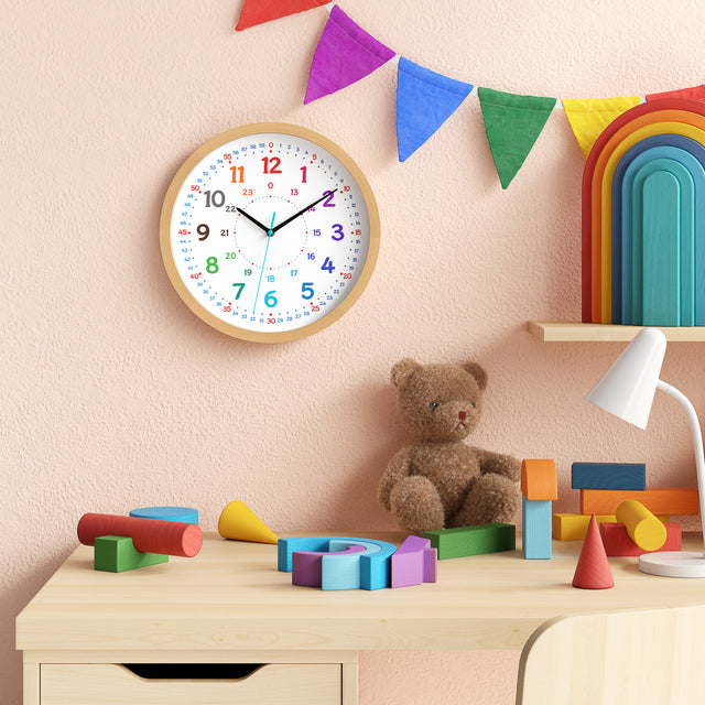 MNU 11230 Silent wooden children's wall clock 30.5 cm