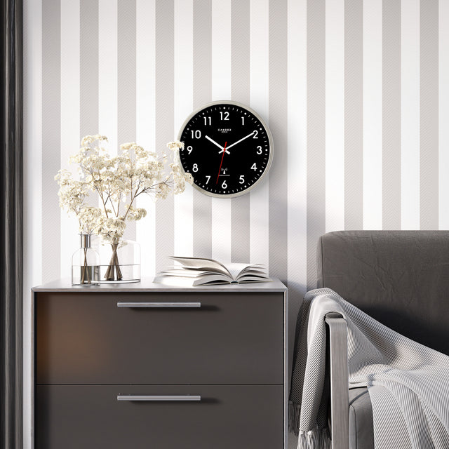 MNU 3030 S Black silent radio controlled wall clock 30.5 cm