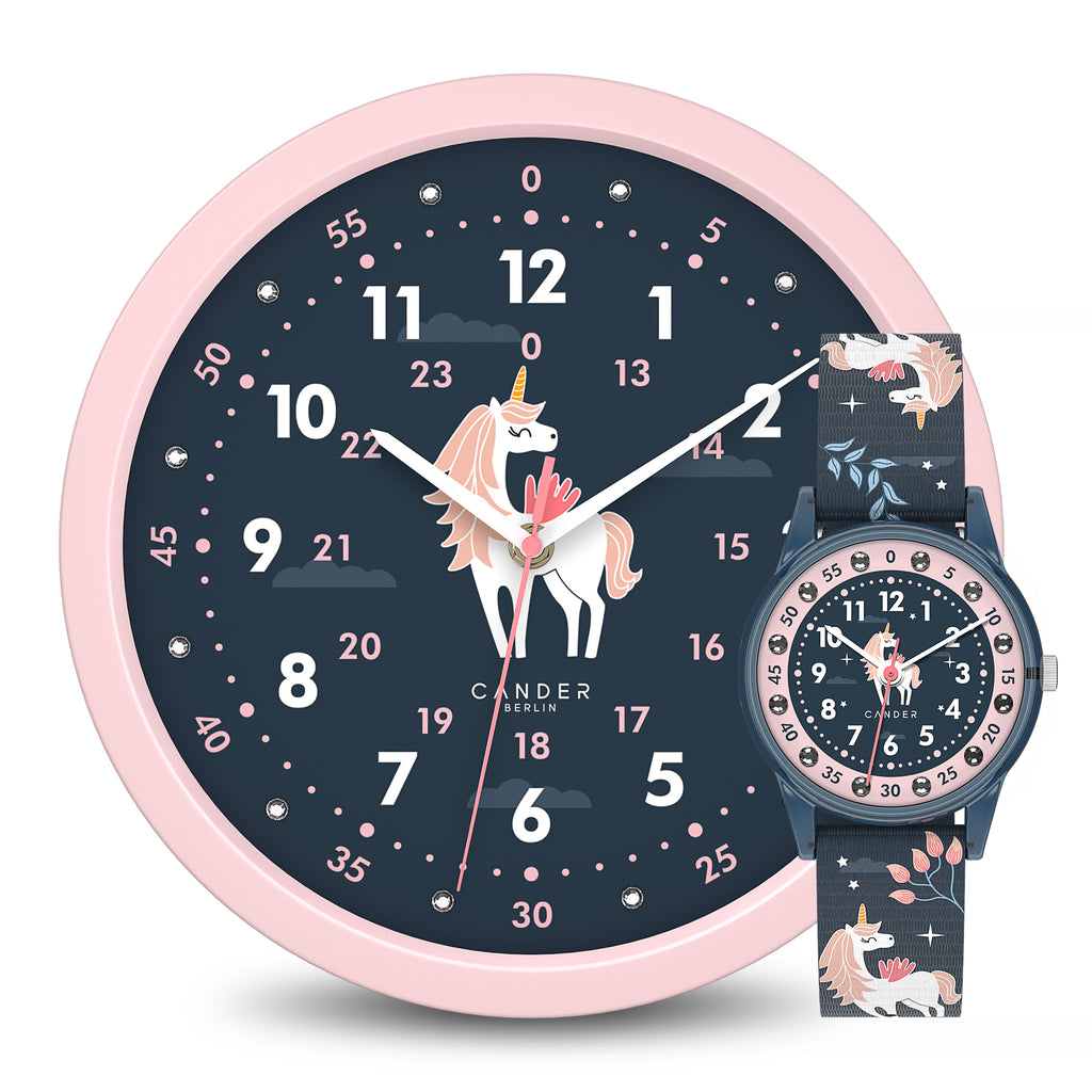 Montre Enfant Cander Berlin MNA 1230 B Bleue à Fleurs - Apprentissage 12/24h, Étanche 3 ATM, Idéale Pour Filles