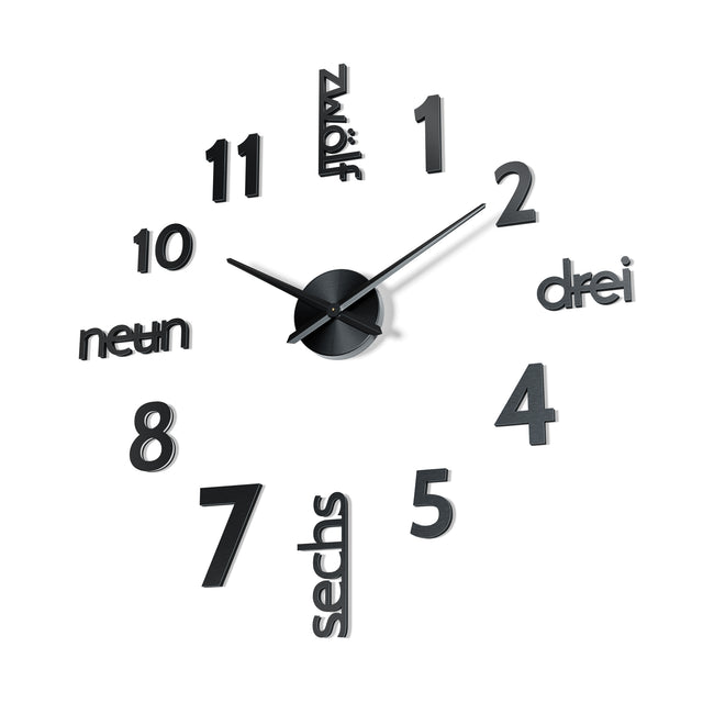 MNU 0180 B XXL Black 3D stainless steel wall clock