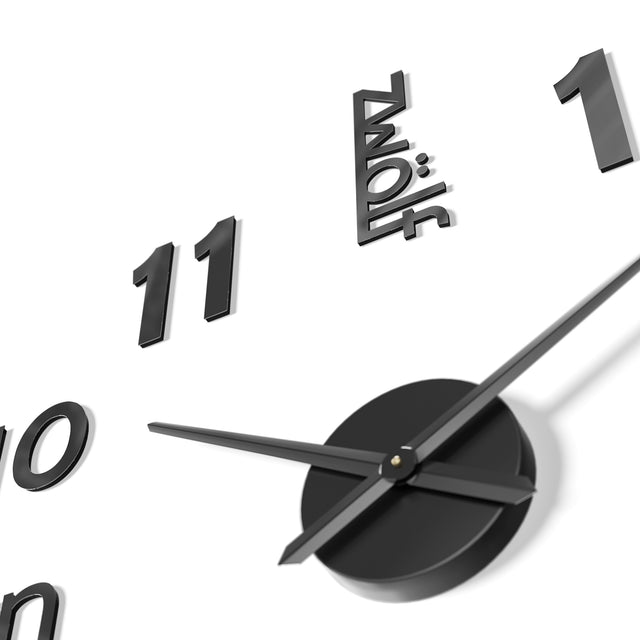 MNU 0180 S XXL Black 3D acrylic wall clock 130 cm