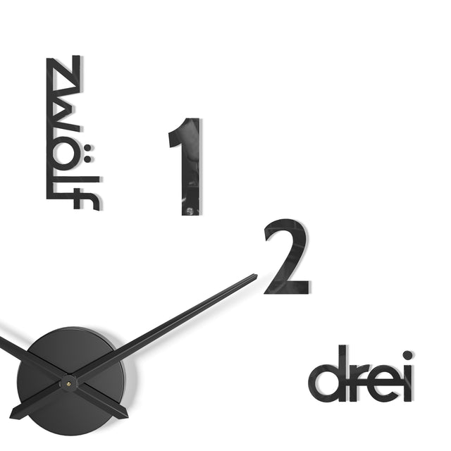 MNU 0180 S XXL Black 3D acrylic wall clock 130 cm
