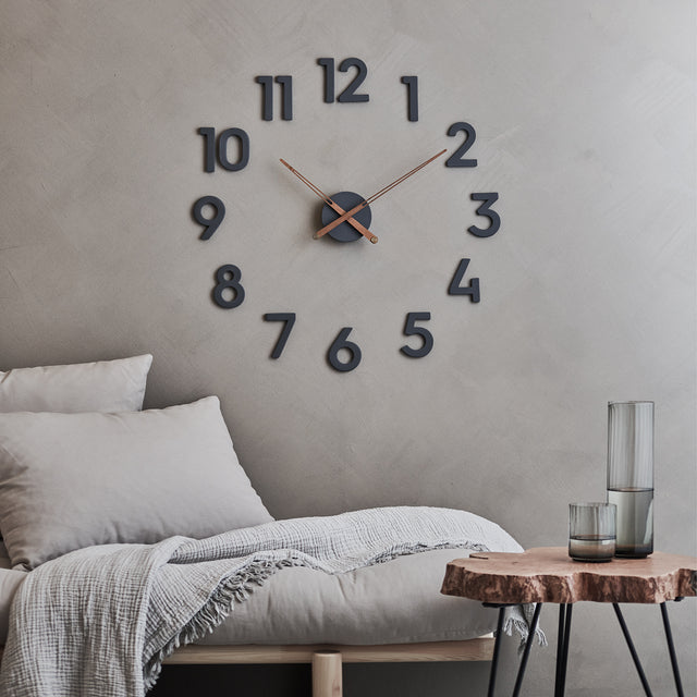 MNU 6280 Lautlose XXL 3D Beton-Wanduhr 100 cm