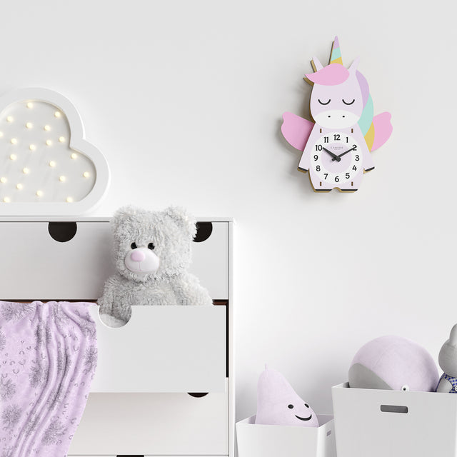 MNU 9130 Silent pendulum children's wall clock unicorn 35 cm