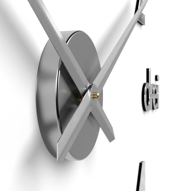 MNU 0180 W XXL Silberne 3D Acryl-Wanduhr 130 cm