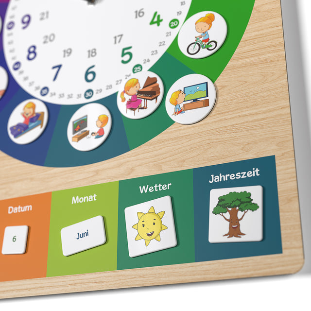 MNU 11835 R Lautlose Kinderwanduhr mit Magnet-Bildern 40 cm