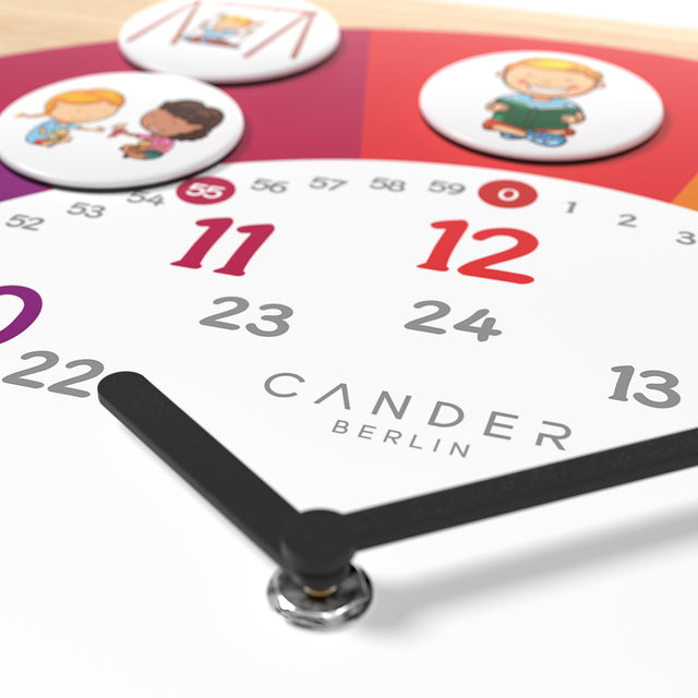 MNU 11835 R Lautlose Kinderwanduhr mit Magnet-Bildern 40 cm