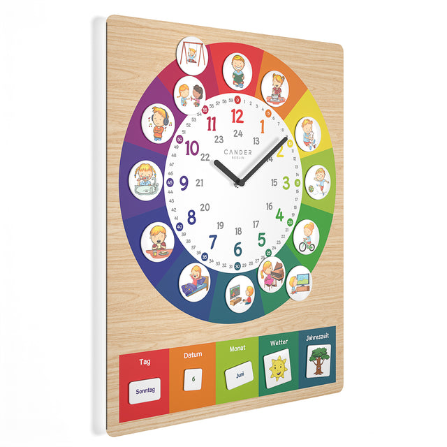 MNU 11835 R Lautlose Kinderwanduhr mit Magnet-Bildern 40 cm