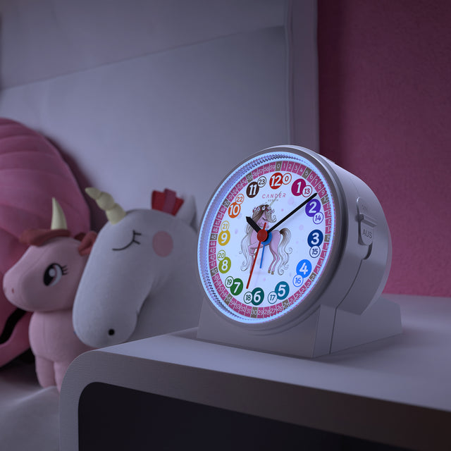 MNU 1709 Silent children's alarm clock unicorn with light and snooze 10.8 cm