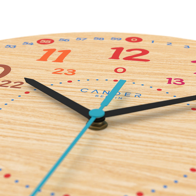 MNU 7930 A Lautlose Kinderwanduhr Holzmotiv 30,5 cm