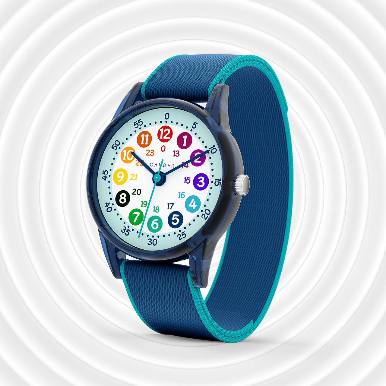Cander Berlin Montre Enfant Fille Licorne Turquoise – Apprentissage Heure, Étanchéité 3 ATM, Bracelet Textile Confort