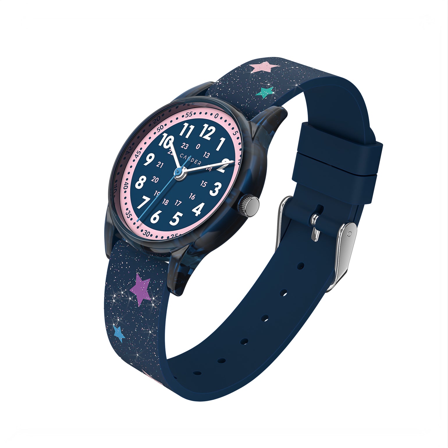 Montre Enfant Fille Étoiles Violette – Cander Berlin – 3 ATM Étanchéité – Bracelet Tissu