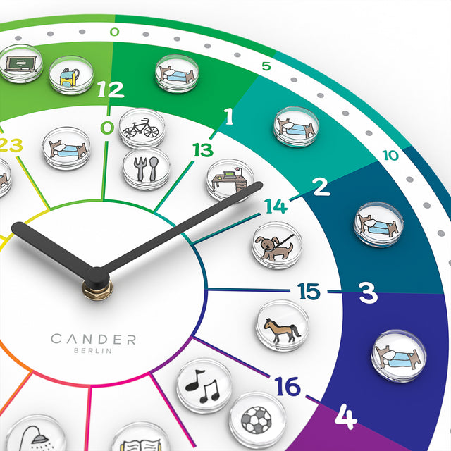 MNU 11930 A Lautlose Kinderwanduhr mit Magnet-Dosen 30 cm