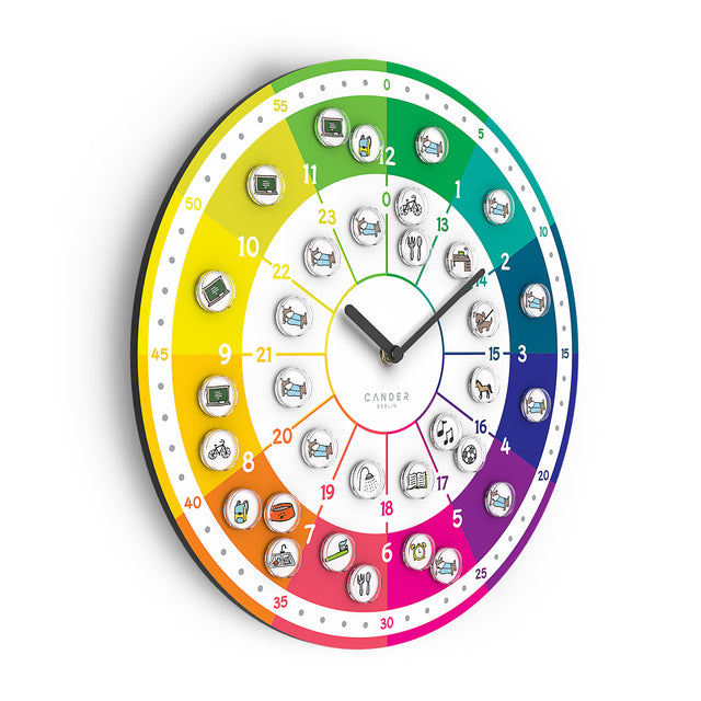 MNU 11930 A Lautlose Kinderwanduhr mit Magnet-Dosen 30 cm