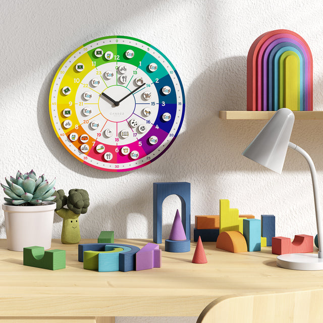 MNU 11930 A Lautlose Kinderwanduhr mit Magnet-Dosen 30 cm