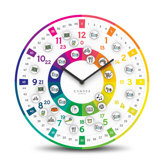 MNU 11930 K Lautlose Kinderwanduhr mit Magnet-Dosen 30 cm