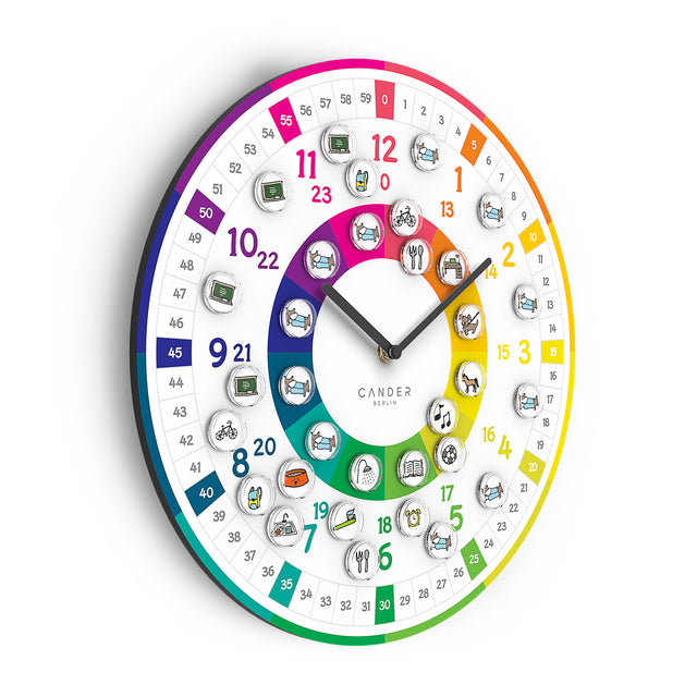 MNU 11930 K Lautlose Kinderwanduhr mit Magnet-Dosen 30 cm