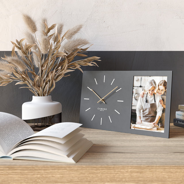 MNU 20035 H Lautlose Wanduhr mit Bilderrahmen 35 cm