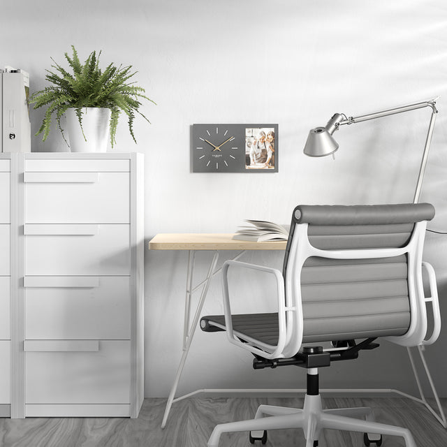 MNU 20035 H Lautlose Wanduhr mit Bilderrahmen 35 cm