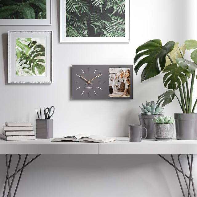 MNU 20035 H Lautlose Wanduhr mit Bilderrahmen 35 cm