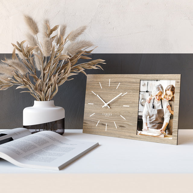 MNU 20135 H Lautlose Wanduhr mit Bilderrahmen 35 cm