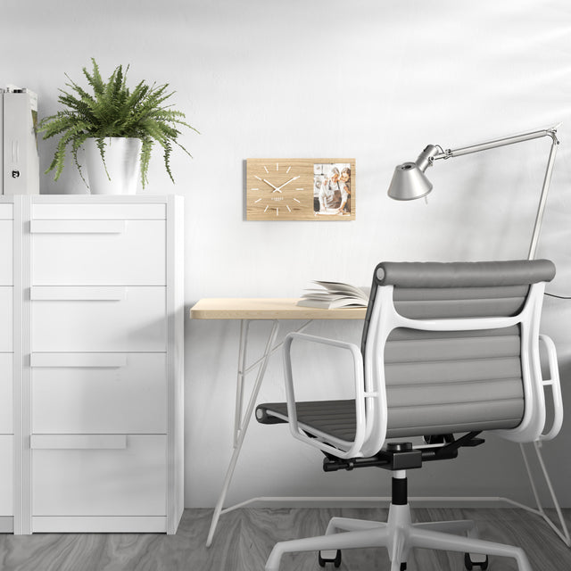 MNU 20135 H Lautlose Wanduhr mit Bilderrahmen 35 cm