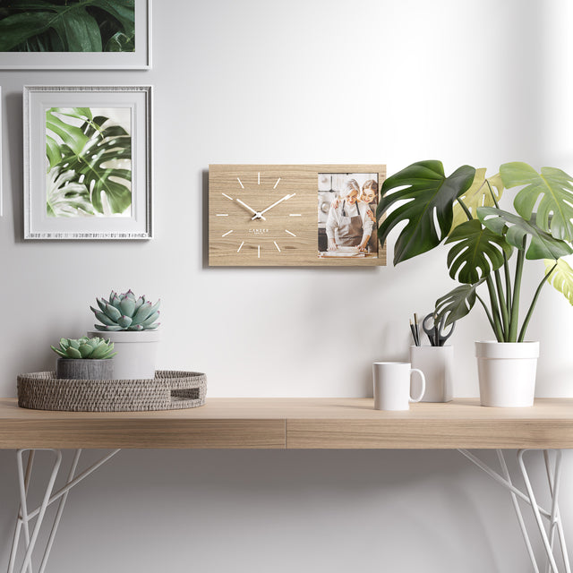 MNU 20135 H Lautlose Wanduhr mit Bilderrahmen 35 cm