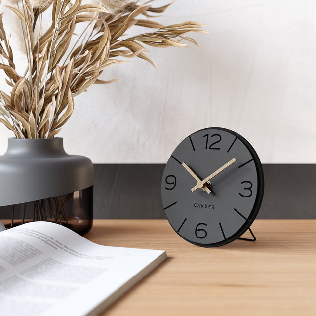 MNU 2615 Y Lautlose MDF-Tischuhr 15 cm