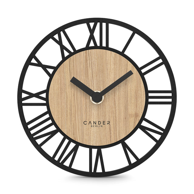 MNU 2717 R Lautlose MDF-Wand- und Tischuhr 17 cm