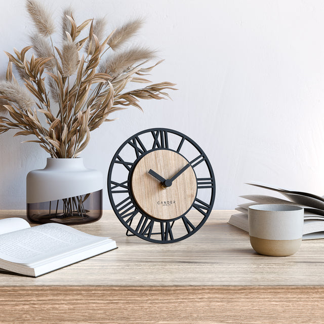 MNU 2717 R Lautlose MDF-Wand- und Tischuhr 17 cm