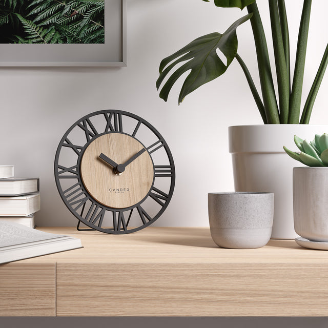 MNU 2717 R Lautlose MDF-Wand- und Tischuhr 17 cm