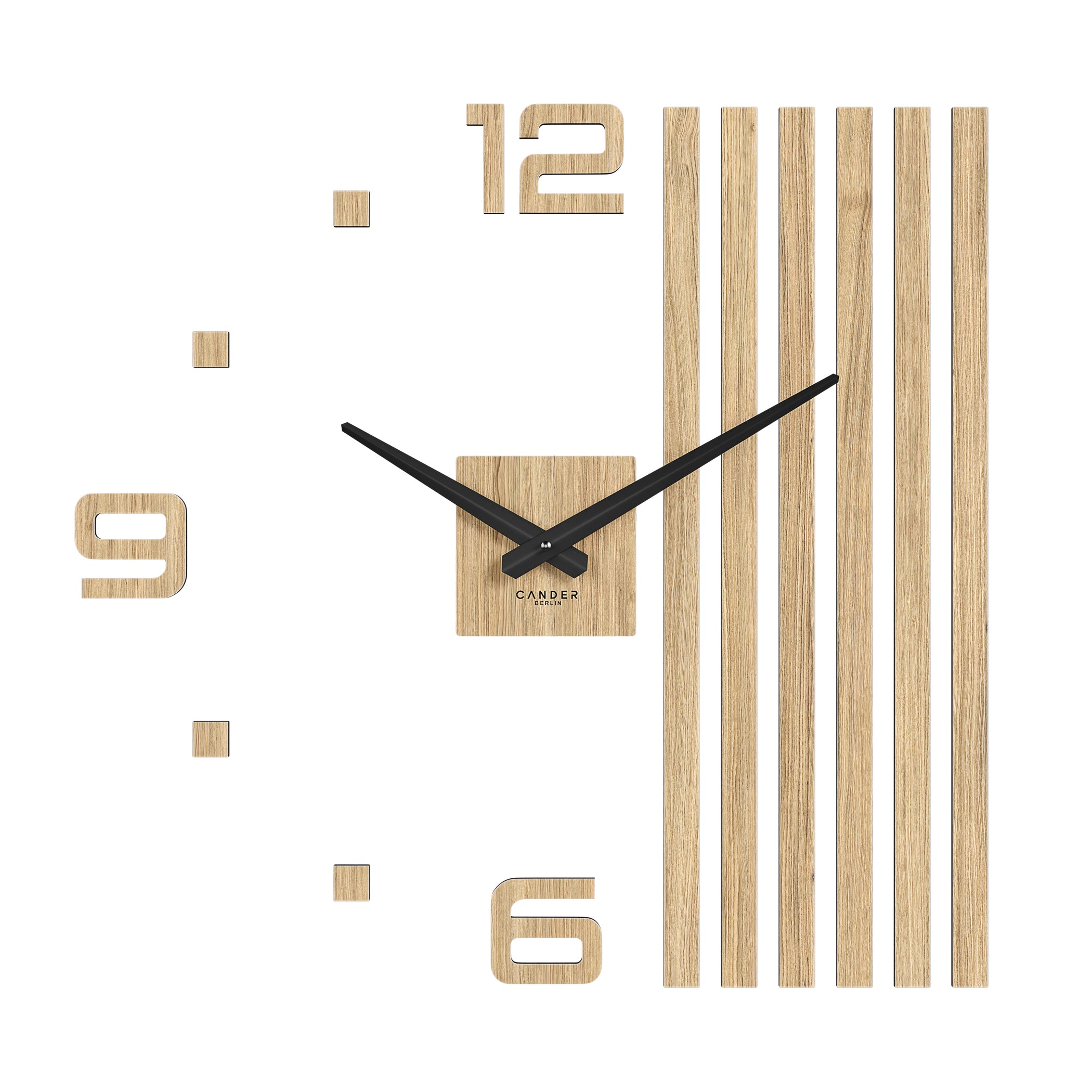 Cander Berlin MNU 2730 X - Orologio da parete in legno, silenzioso, temperatura 30 cm, moderna impiallacciatura di quercia, senza ticchettio analogico