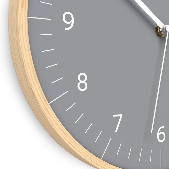 MNU 8130 G Lautlose Holz-Wanduhr 30 cm