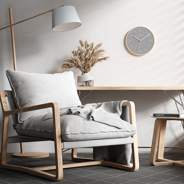 MNU 8130 G Lautlose Holz-Wanduhr 30 cm